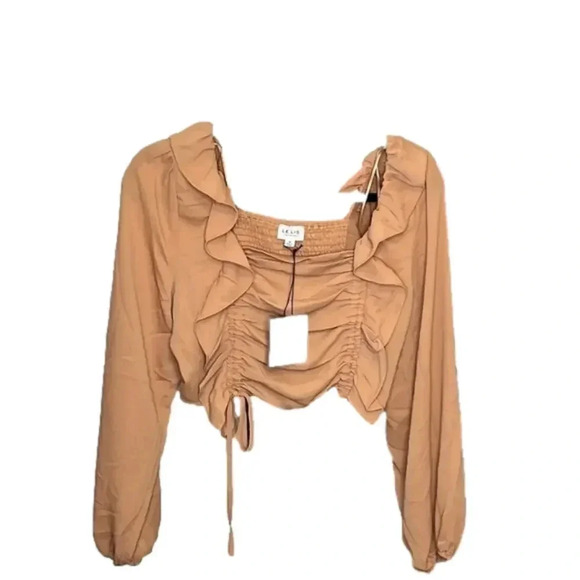 LE Lis NWT Cropped Ruched Tie Blouse - Picture 1 of 4
